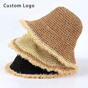 หมวกสานทรงบักเก็ตสำหรับฤดูร้อน OEM ตกแต่งด้วยกระดาษโครเชต์สีเข้ม เหมาะสำหรับเป็นของขวัญรับปริญญา - Product Image 6