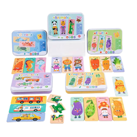 Puzzle en bois Montessori 3-en-1 dans une boîte en métal, jouets éducatifs en contreplaqué pour les tout-petits