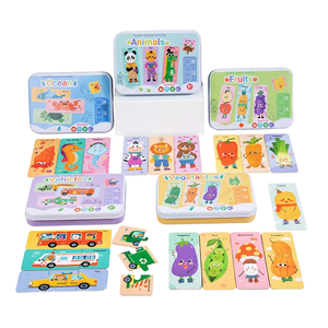 Puzzle en bois Montessori 3-en-1 dans une boîte en métal, jouets éducatifs en contreplaqué pour les tout-petits - Product Image 3