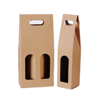 Doppelgriff-Pappkarton, tragbare Wellpappbox, Weinverpackung, Rotwein-Geschenkbox, Kraftpapier-Kamelienölbox, Rotwein-Tasche