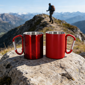 Tasse de camping en acier inoxydable de haute qualité <span class=keywords><strong>avec</strong></span> mousqueton, tasse à café de voyage à double paroi en acier inoxydable <span class=keywords><strong>avec</strong></span> poignée 200 ml 300 ml - Product Image 4