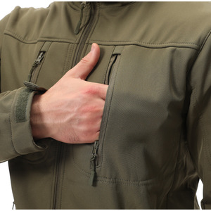 เสื้อแจ็คเก็ตบุผ้า<span class=keywords><strong>น</strong></span>วมสำหรับผู้ชาย ฤดูใบไม้ร่วง อุ่นสบาย ซิปแบบ Softshell สีพื้น ย้อมสีแบบ Bonded คอตั้ง รับผลิตแบบ OEM - Product Image 5