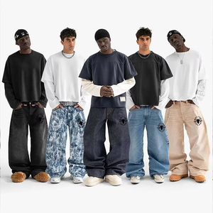 Jeans de Lujo para Hombre Talla Grande DiZNEW, Jeans de Diseñador con Logotipo Personalizado, Jeans Hombre de Corte Holgado, Jeans de Mezclilla Bordados y Plegados - Product Image 1