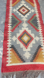 Geometric Tribal Kilim <b>Runner</b> <b>Rug</b> | Handmade Southwestern Wool Jute Boho Carpet <b>for</b> Farmhouse Hallway Home Decor Flooring - Product Image 5