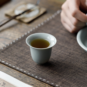 Guanlan Ru Kiln Small <b>Teacup</b> Sky Blue Porcelain Tasting Cup Individual Master Cup Ceramic Tea Bowl Household Use - Product Image 4