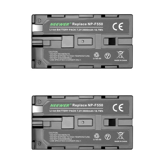 Neewer 2600mAh NP-F550/570 Replacement Battery for HandyCams and Other LED On-Camera Video Lights Which Using NP-F550