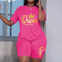 Ensemble décontracté deux pièces pour femme, respirant, avec logo, col rond, manches courtes, en Spandex et Polyester, T-shirt et pantalon imprimés motif 'Love Letter'