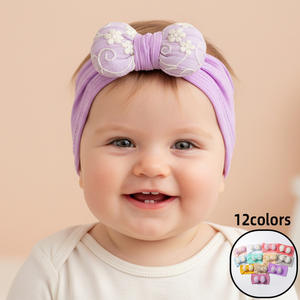 Bando bayi regang Jacquard gaya Eropa baru aksesori rambut pita empuk lucu dibuat dari nilon tahan lama - Product Image 1