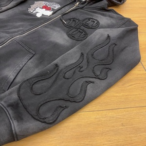 Topshow Streetwear Custom Acid Wash <b>Hoodie</b> Manufacturer Sun Faded French Terry <b>Vintage</b> Distressed Embroidered <b>Zip</b> <b>up</b> <b>Hoodie</b> - Product Image 2