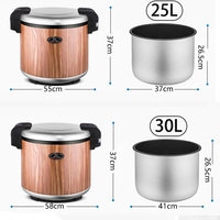 Autocuiseur à riz électrique commercial 20L, finition grain de bois, couvercle en acier inoxydable, cuve antiadhésive, cuiseur à riz intelligent, fonction maintien au chaud, usine OEM