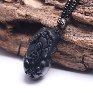 <span class=keywords><strong>Collier</strong></span> de perles Vintage en verre noir pour hommes, pendentif religieux en pierre noire Syn <span class=keywords><strong>obsidienne</strong></span> Pixiu croix Dragon <span class=keywords><strong>bouddha</strong></span> - Product Image 5