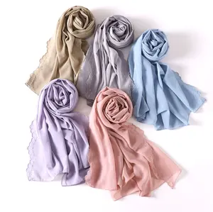 wholesale embroidery Muslim women cotton hijab scarf