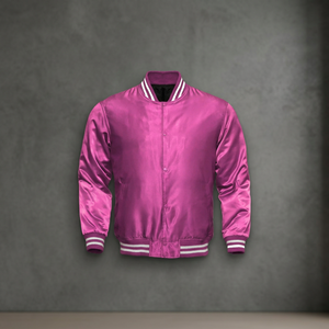 Veste de Baseball en Satin rose pour femmes, vêtements de sport, ourlet solide, décontracté - Product Image 3
