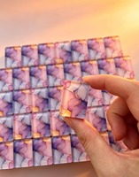 Fichas de Mahjong Americanas de Acrílico de Alta Gama con Efecto Mármol, Detalles en Lámina Dorada, Diseño Floral, Lado con Degradado Naranja