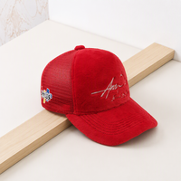 Casquette Trucker 5 Panneaux en Velours avec Logo Brodé Personnalisé, Casquette Trucker en Maille Unisexe Réglable pour Sport et Activités de Plein Air, Course à Pied et Cyclisme