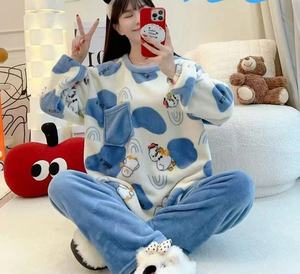 بيجامات دافئة للشتاء بالإضافة إلى 3XL من الفانيلا ملابس صالة ملابس كرتونية بلوفر ملابس منزلية للنساء ملابس نوم وردية جلد النمر - Product Image 4