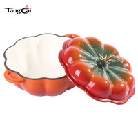 Pot en fonte émaillé antiadhésif en forme de citrouille, directement de l'usine, pour ragoûts et soupes, petit ustensile de cuisson en forme de citrouille