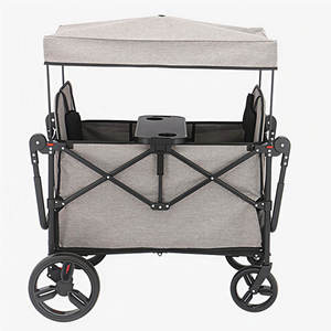 Chariot pliable pas cher en gros avec auvent, chariot utilitaire portable pour le shopping et le jardin, double siège et plateau amovible - Product Image 1