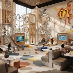 Petite aire de jeux intérieure pour enfants de McDonald's, équipement de jeu souple avec toboggan, piscine à balles et espace d'attente - Product Image 3