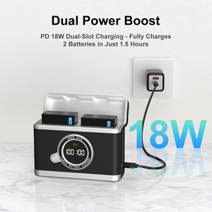 KingMa-Boîtier de chargement à double emplacement pour batterie NP-W126 compatible avec <span class=keywords><strong>Fujifilm</strong></span> X-S10 X-T5 X-T20 X-T2 X-A7 X100V X-T3 X-H1 - Product Image 3