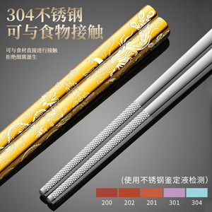 ตะเกียบสแตนเลส 304 ทรงกลม กันลื่น กันร้อน ลายมังกรฟีนิกซ์ สีสันสร้างสรรค์ สำหรับใช้ในครัวเรือน - Product Image 3
