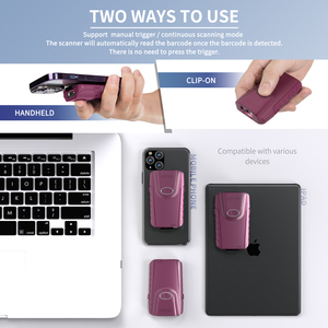 Netum portátil para Blue tooth 2D escáner de código de barras Clip trasero inalámbrico 1D 2D código de lector QR para código de matriz de datos PDF417 - Product Image 6