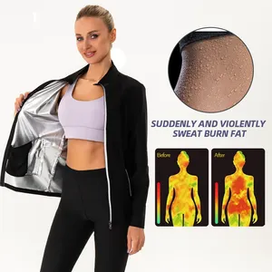 Custom Logo Sauna Suit For Women Weight Loss Sweat Sauna Jacket Pants Anti Rip Sweat Suit For Gym Workout