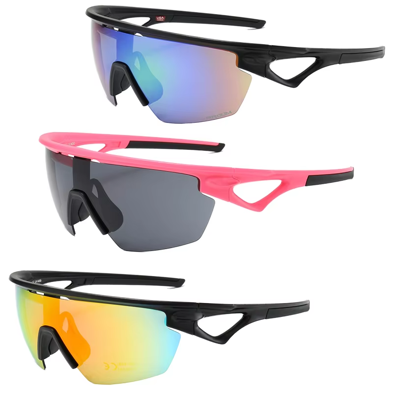 2025 New Sports Cycling Sunglasses Fashionable Sports Glasses for Men Women Custom Logo White Red Frame Colors for Outdoor Use