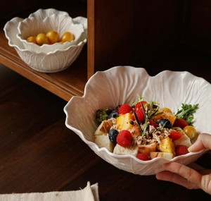 Bol profond en céramique blanc pur, motif chou en relief, vaisselle créative, pour fruits, légumes, salades, yaourts, flocons d'avoine et <span class=keywords><strong>soupes</strong></span> - Product Image 5