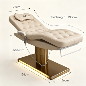 <span class=keywords><strong>Table</strong></span> <span class=keywords><strong>de</strong></span> <span class=keywords><strong>massage</strong></span> électrique <span class=keywords><strong>de</strong></span> luxe pour esthéticienne, lit <span class=keywords><strong>de</strong></span> spa facial incurvé avec base dorée, 2 moteurs, <span class=keywords><strong>hauteur</strong></span> <span class=keywords><strong>réglable</strong></span> - Product Image 2