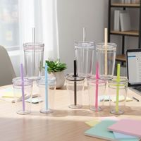 Lebensmittelechter Tritan 450ml Wiederverwendbarer Auslaufsicherer BPA-Freier Einwandiger Becher mit Strohhalm-Verschluss für Kaffee, Smoothie & Eiskaffee