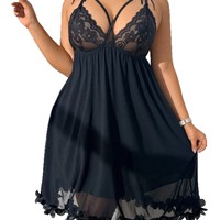 Robes sexy grande taille Yicheng Wenshuo en dentelle et maille, lingerie transparente personnalisable avec logo, vente en gros directe usine