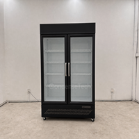 Congélateur vertical à double porte vitrée, refroidissement par air, contrôle numérique de la température, 941L, bar