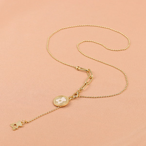 قلادة دب جديدة فضية 925 حلي للأطفال سترة نسائية مطلية بالذهب قلادة عنق ورقية قلادة ضيقة للنساء - Product Image 4