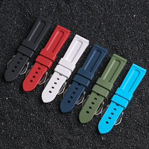 Correa de reloj de goma vulcanizada FKM mejorada, correa de reloj de goma de flúor suave e impermeable de 22/24mm con hebilla resistente para <span class=keywords><strong>Panera</strong></span> - Product Image 2
