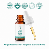 Gouttes de Vitamine D3K2 OEM pour Enfants et Adultes, All-trans MK-7 pour le Soutien de la Croissance Osseuse, Supplément Liquide Oral 400UI, Fabriqué en Usine GMP