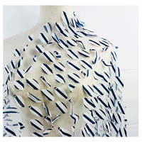 Nouveau design de broderie 3D à rayures bleues, tissu de haute qualité, fait à la main, avec dentelle et perles,