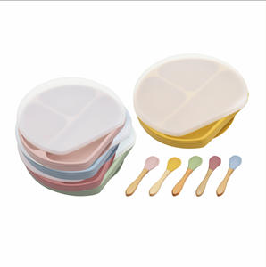 ESTICK Fournisseur direct d'usine Ensemble de vaisselle en <span class=keywords><strong>silicone</strong></span> de qualité alimentaire pour enfants avec ventouse Assiette divisée Modèle simple - Product Image 5