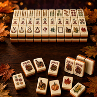 Mahjong Thanksgiving Kustom 160 Pcs Ubin Akrilik dengan Turki & Joker, Hadiah Permainan yang Dipersonalisasi