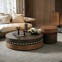 Vintage Luxuriöser Holz-Couchtisch Runder Wohnzimmer-Couchtisch-Set Hochwertiger Neuester Designer-Beistelltisch zum Verkauf