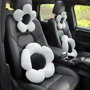 Coussin de siège ergonomique pour voiture, support lombaire et appui-tête floral pour le confort intérieur de la voiture - Product Image 1