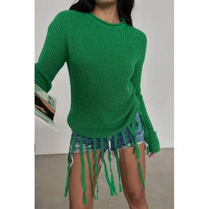 Suéter Alise Fitilli con Detalle de Flecos para Mujer, Manga Larga, Otoño, Casual, Verde, Benetton - Product Image 4