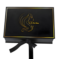 Boîte à perruques en satin de soie avec coussinets, fermeture magnétique, logo personnalisé, pour salon de beauté et coiffure