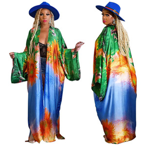 K10310 Nouveautés Mode Kimono Vente Chaude Robe en Satin de Soie Imprimée Maxi Dames Casual Cardigan Automne pour Femmes - Product Image 2