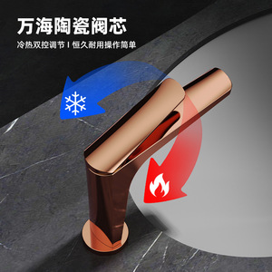 Copper Basin Faucet Single Handle <b>Deck</b> Mounted Ceramic Valve Core Neoper Aerator For Bathroom Sink - Product Image 2