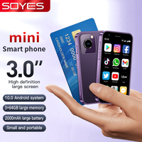 Smartphone Android 10 Soyes XS16 Mini, écran 3 pouces, 3 Go de RAM, 64 Go de ROM, double SIM, compatible Play Store, 4G LTE, mini smartphone