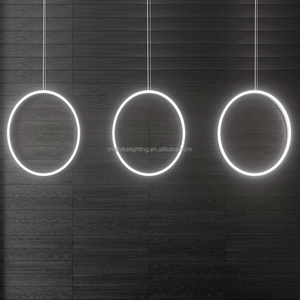 Elegante colgante decorativo Circular LED luces colgantes diámetro 450mm Fondo interior nórdico pared lineal lámparas de bucle suspendido - Product Image 4