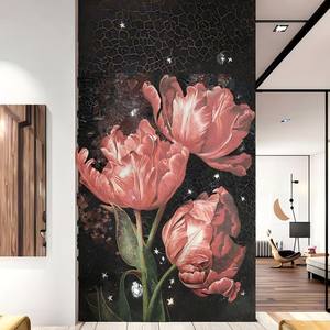 Mosaïque murale en marbre et verre, motif floral moderne fait main, personnalisable Schomex, épaisseur 10 mm, design graphique intérieur. - Product Image 6