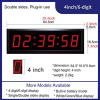 ZX Jam Dinding Digital LED Besar 4 Inci 6 Digit Layar Ganda untuk Kedai Kopi, Toko, Penunjuk Waktu Elektronik, Jam Dinding Gantung