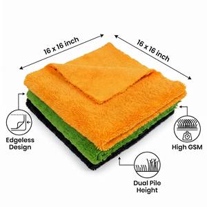 Tavelya 400GSM Serviette microfibre double face personnalisable haute et basse densité pour voiture, sans rayures, pour le detailing, le cirage et le polissage - Product Image 4